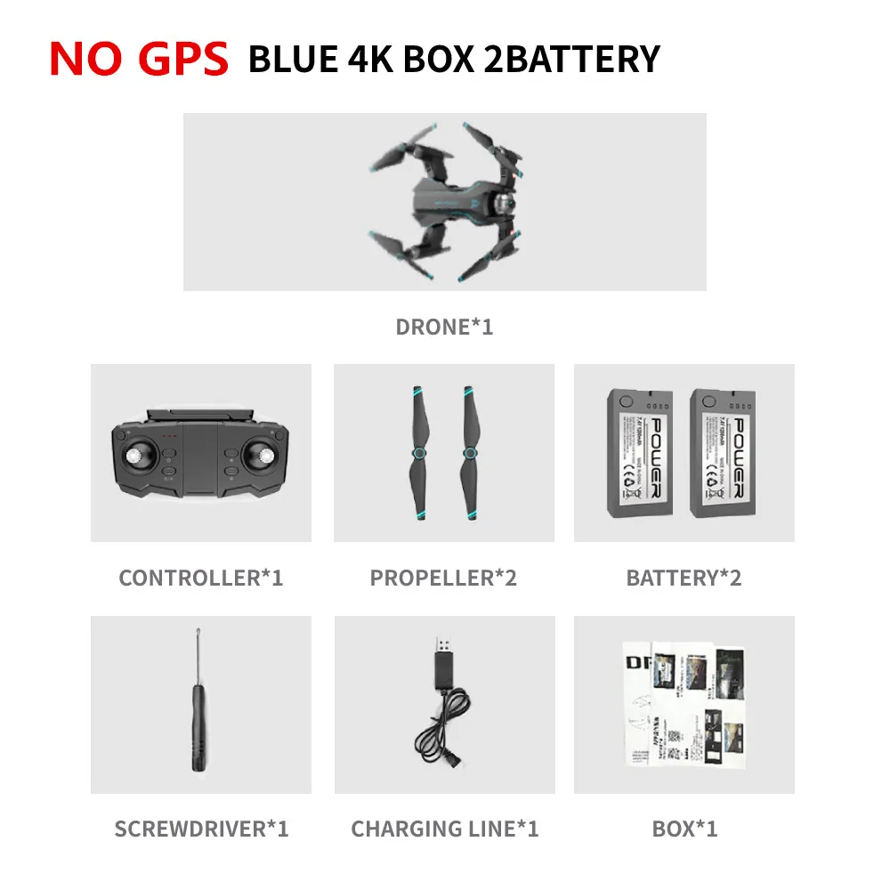 NO GPS BLUE 4K BOX S20 gps Дрон с 4K HD двойной X50 зум Камера оптический поток жестов фото RC вертолет Профессиональный Дрон Квадрокоптер VS SG907 E58 - Цвет: NO GPS BLUE 4K BOX