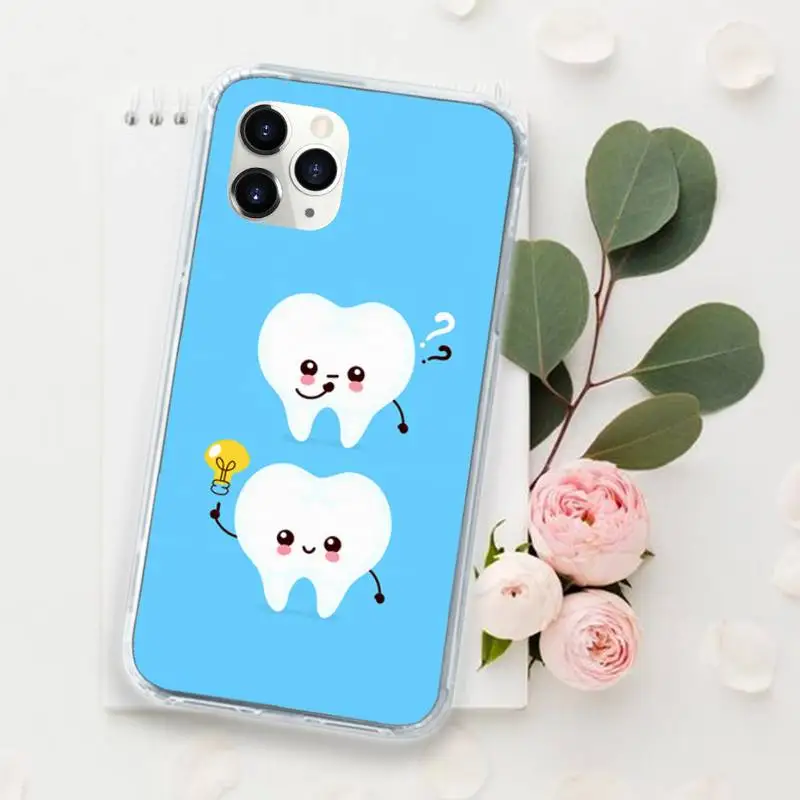 

tooth cute cartoon Phone Case for iPhone 11 12 pro XS MAX 8 7 6 6S Plus X 5S SE 2020 XR Luxury brand shell funda coque