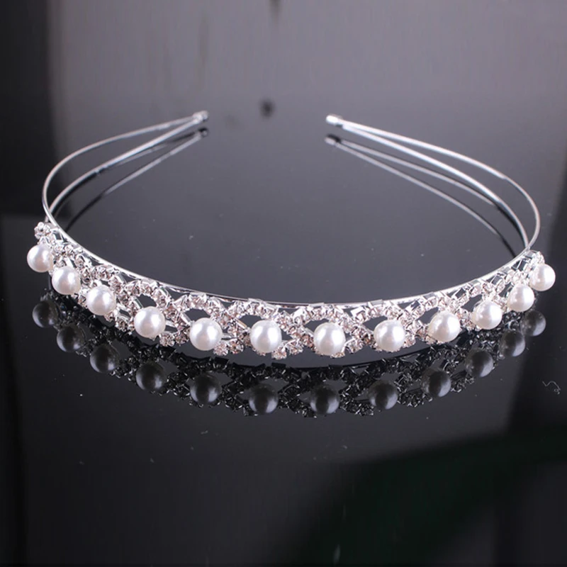 B2 Жемчужная резинка для волос со стразами повязка на голову для милых девочек принцесса свадебная корона цветок дети аксессуары для волос - Окраска металла: B2