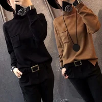 winter and autumn korean version of the new loose turtleneck sweater womens pullover knit bottoming shirt black top