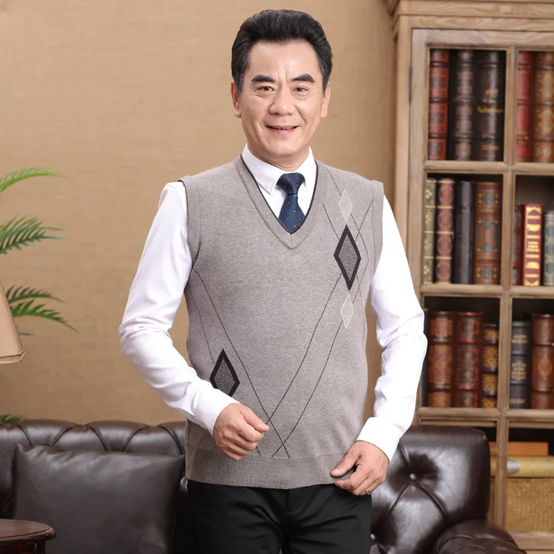 Жилет Мужской трикотажный без рукавов повседневный жилет с V-образным вырезом