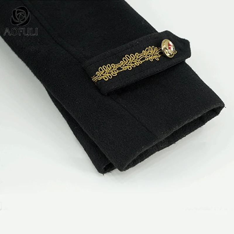 2XL/3XL/4XL Королевское зимнее толстое длинное пальто с пуговицами черное шерстяное
