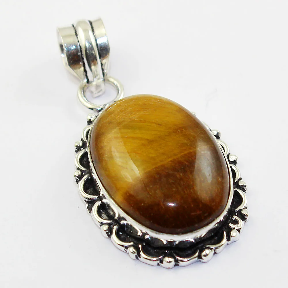 

Подвеска из тигрового глаза, серебряная, поверх меди, 46 мм, P2115