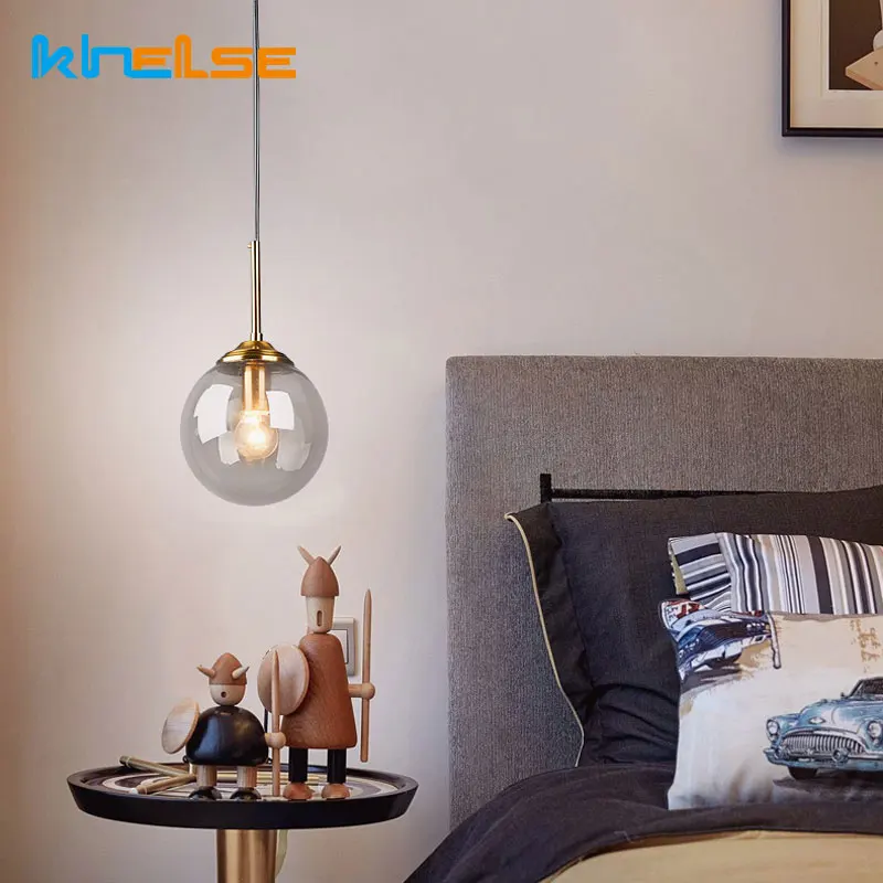 3 головки столовая обеденный стол кулон ламповый стеклянный шар золотой Спальня