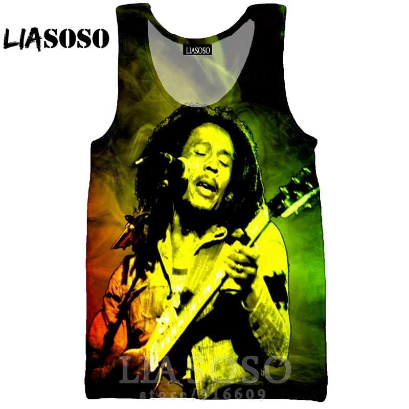 LIASOSO 3D принт для мужчин женщин Боб Марли футболки уличная одежда с мотивами из