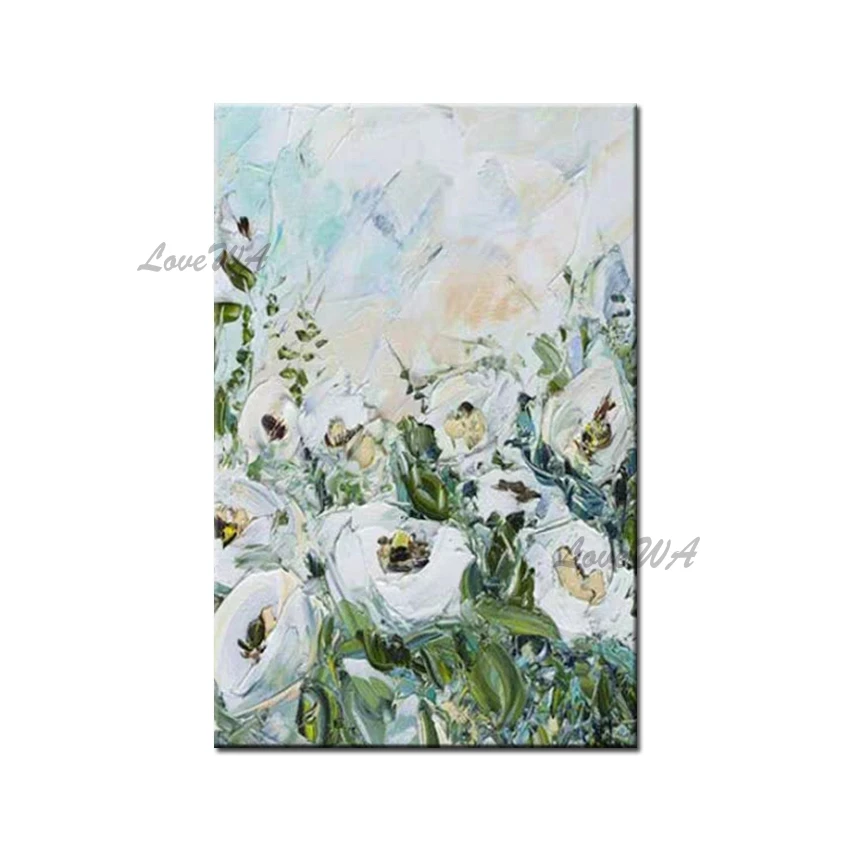 

Knife Canvas Flower Oil Painting Handmade Texture Thick Floral Wall Art Painting Wall Pictures Showpiece For Living Room Decor