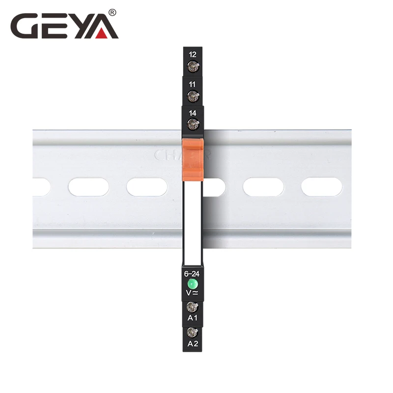 

GEYA Slim Relay Module Protection Circuit 6A Relay 12VDC/AC or 24VDC/AC OR 230VAC Relay Socket 6.2mm thickness