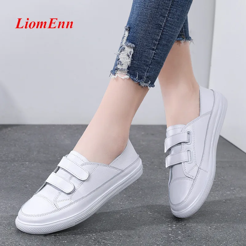 

Leather White Sneakers Women Flat Shoes 2021 Lady Loafers Casual Sneakers Women Tennis Vulcanized Sport Shoes Woman basket femme