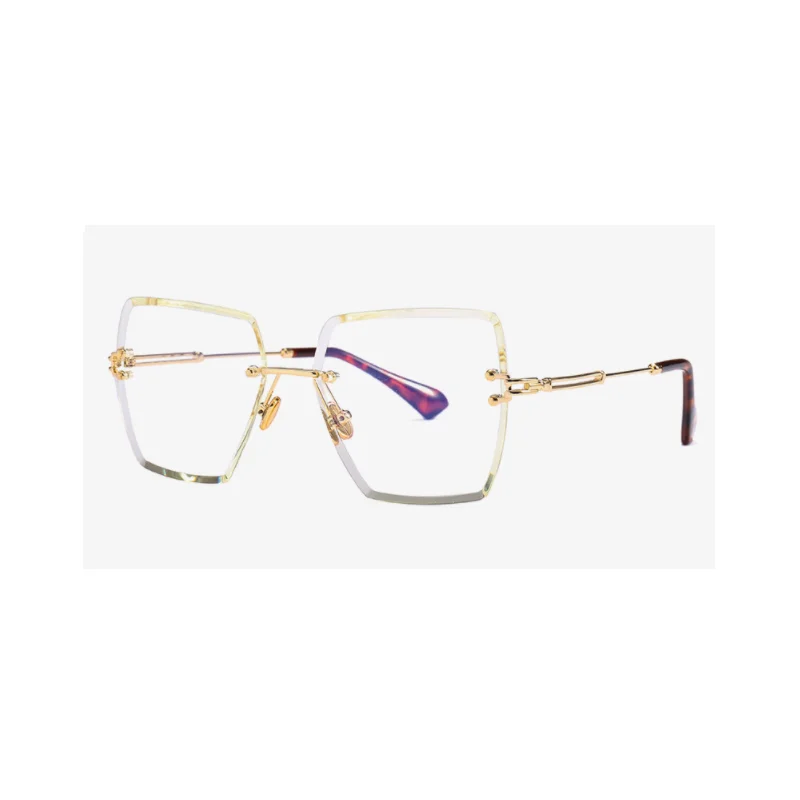 

2021 Trends Big Sunglasses Rimless Sunglasses Uv400 Metal Frames Rectangle Fashionable Decorative Sunglasses Black Brown