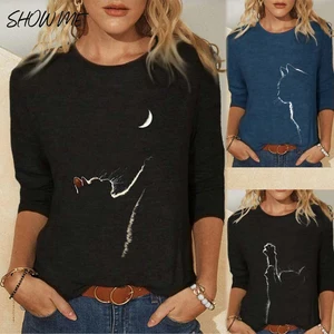 Women Clothes Summer Female Casual Pullovers Women's Clothing Funny Cute Cat 3D Print short Sleeve T-Shirts Ladies Fashion Tops 10 item image