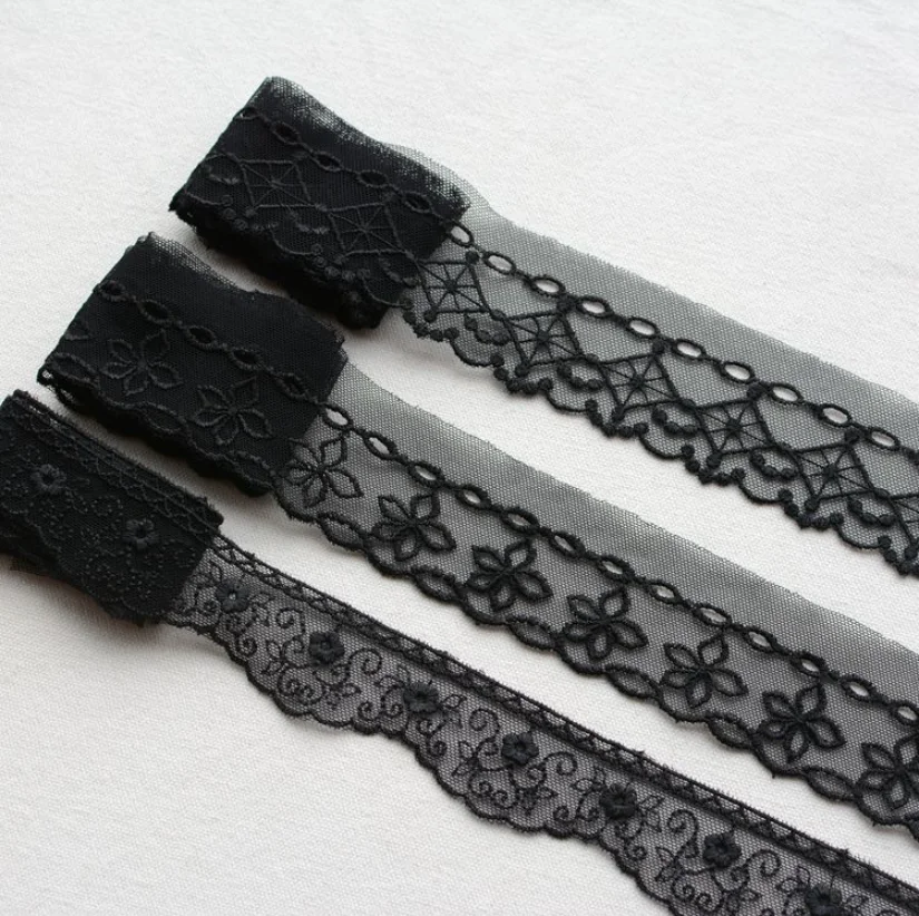 Черная кружевная лента для аппликации 2 м/лот сделай сам одежды платья занавески