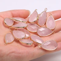 1pcs drop shaped faceted stone pendant rose quartzs for jewelry making diy accessories bracelet nacklace earring size 16x30mm