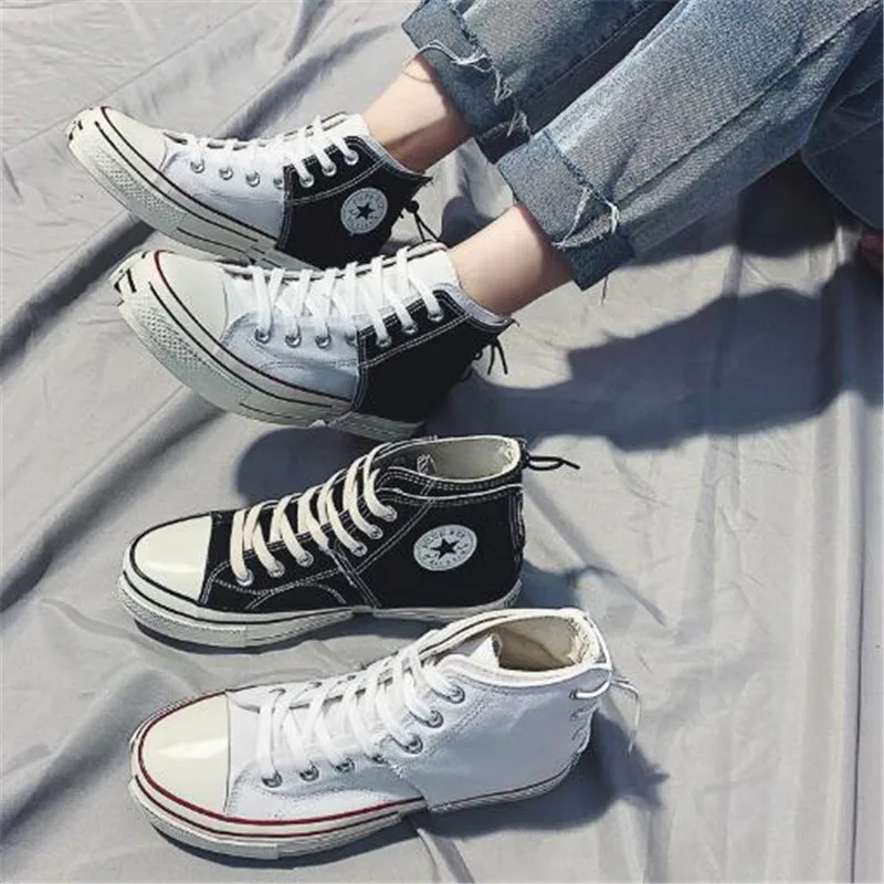 

New men's sneakers fashionable cloth stitching flat-bottomed high-top lightweight comfortable and breathable casual men's shoes