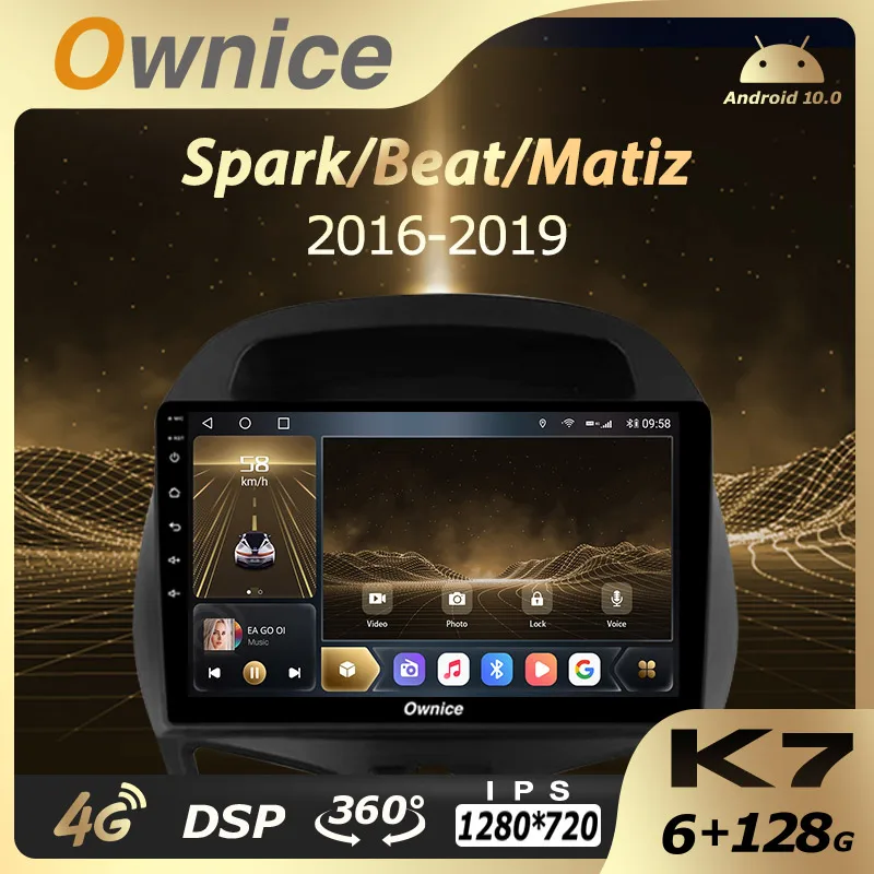 Автомобильное мультимедийное радио 6G + 128G Ownice Android 10 0 для Chevolet Spark/Beat/Matiz 2016-2019 2 Din