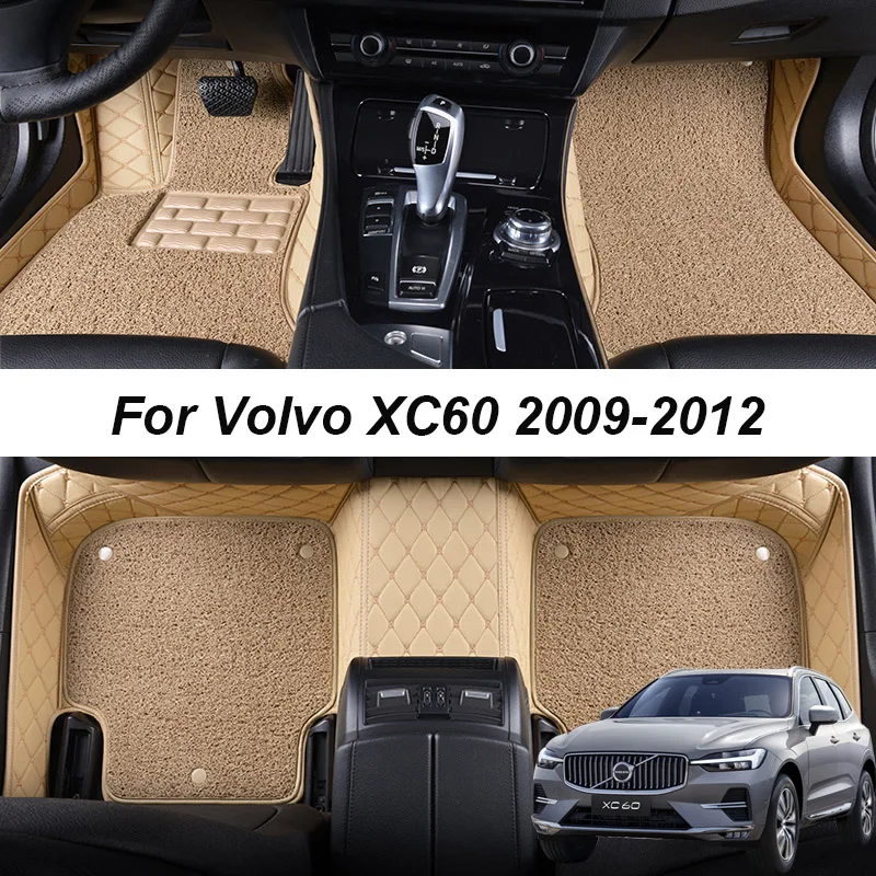 

Double layer Leather interior Parts Customized Car Floor Mats For Volvo XC60 2009 2010 2011 2012 Carpets Rugs Pads Accessories