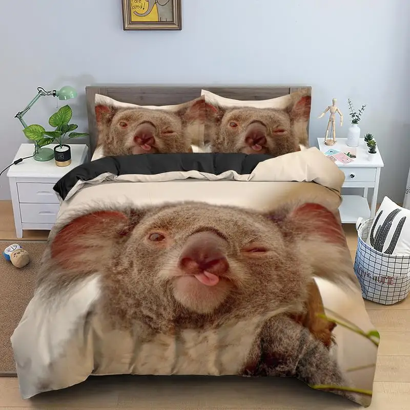 

3d Animal Koala in the tree Duvet Cover Set with Pillowcase 2/3pcs Bedding Set Cute Design Queen King Size Kid Best Gift Bedline