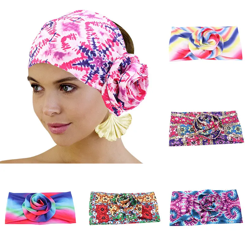 

Fashion Women Hair Scarf Headband Tie-dyed Scrunchies Elastic Hair Band Cotton Soft Print Headband DIY Fashion Hair Accessories
