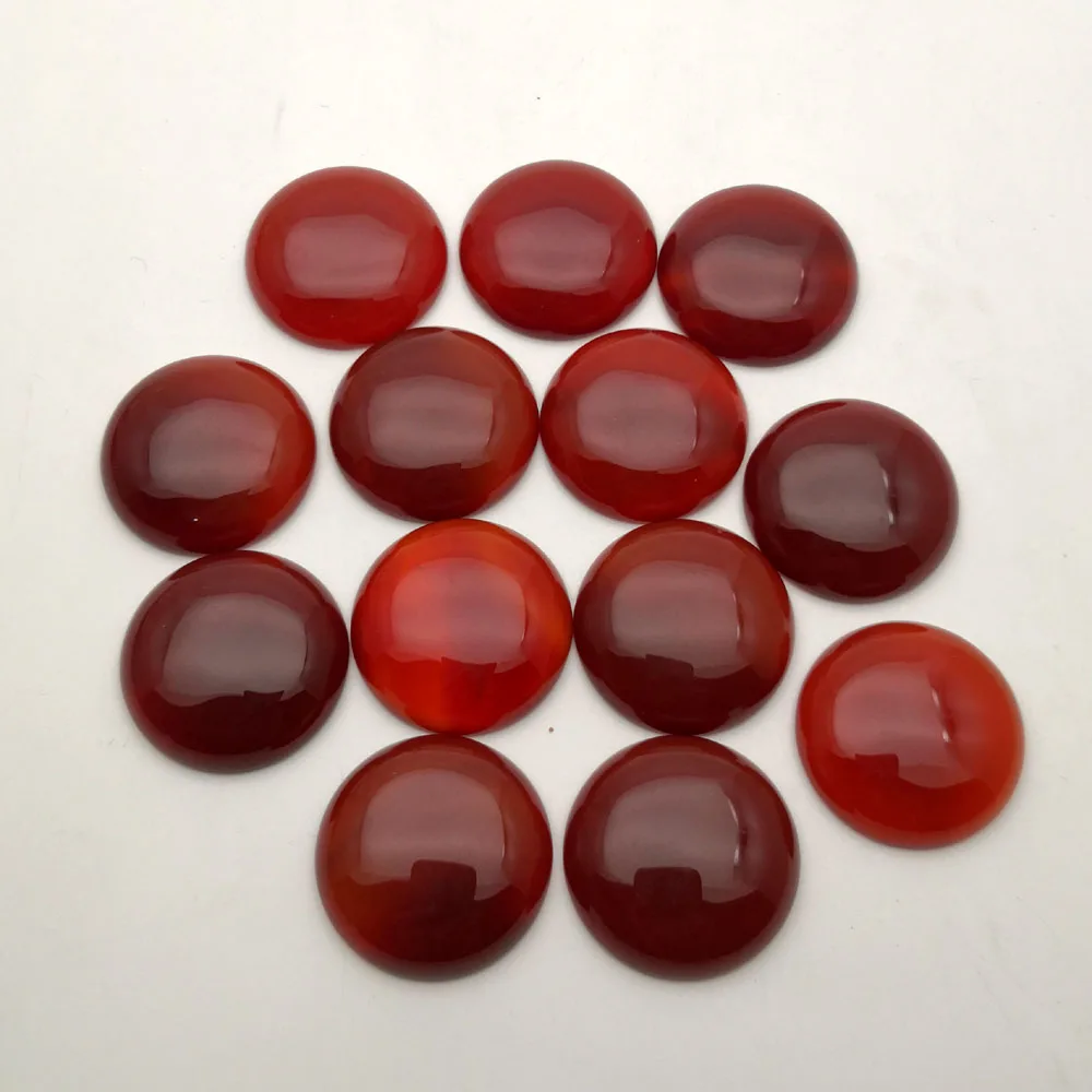 

fashion 12Pcs/lot red agates natural stone round charm 25mm cabochon beads for jewelry Good quality Ring accessories wholesale