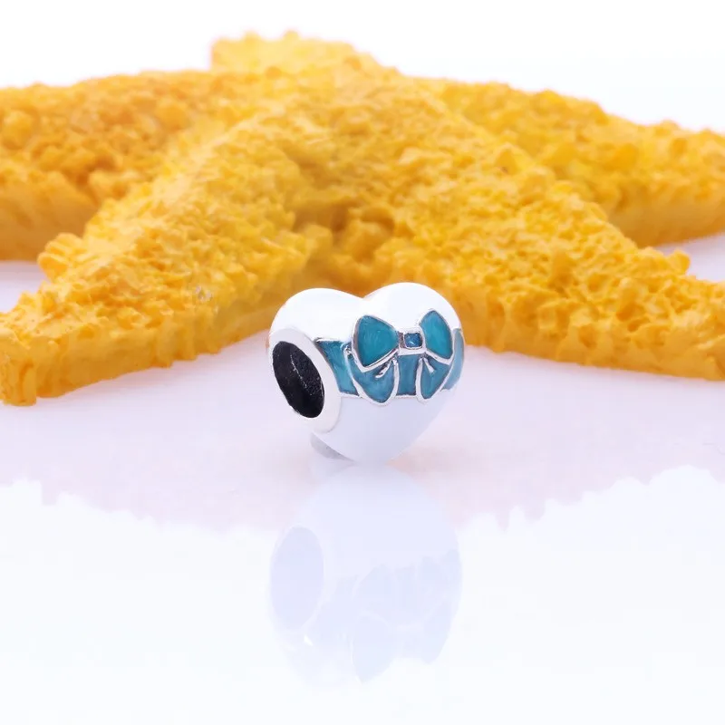 

Original 925 Sterling Silver Bead Creative Blue Bow Beads Fit Pandora Women Bracelet & Necklace Diy Jewelry