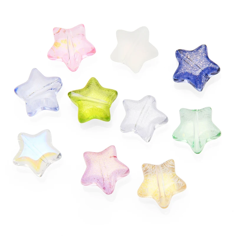 

50Pcs 10mm Five-pointed Star Shape Crystal Glass Beads Lampwork Beads Gradient Color For DIY Making Handmade Jewelry Accessories