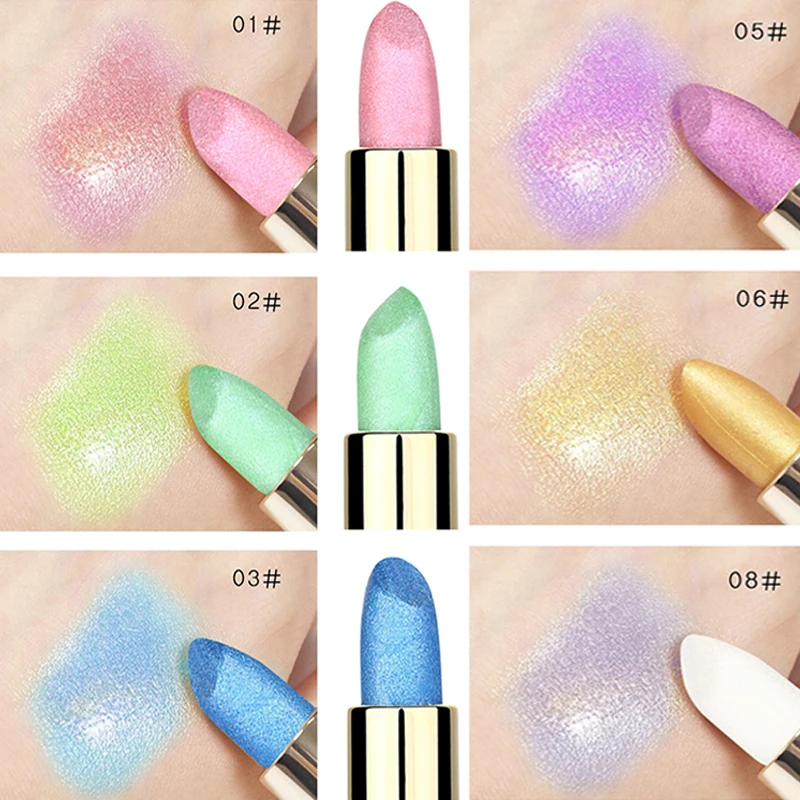 1 шт. перламутровая губная помада с блестками не легко обесцвечивается