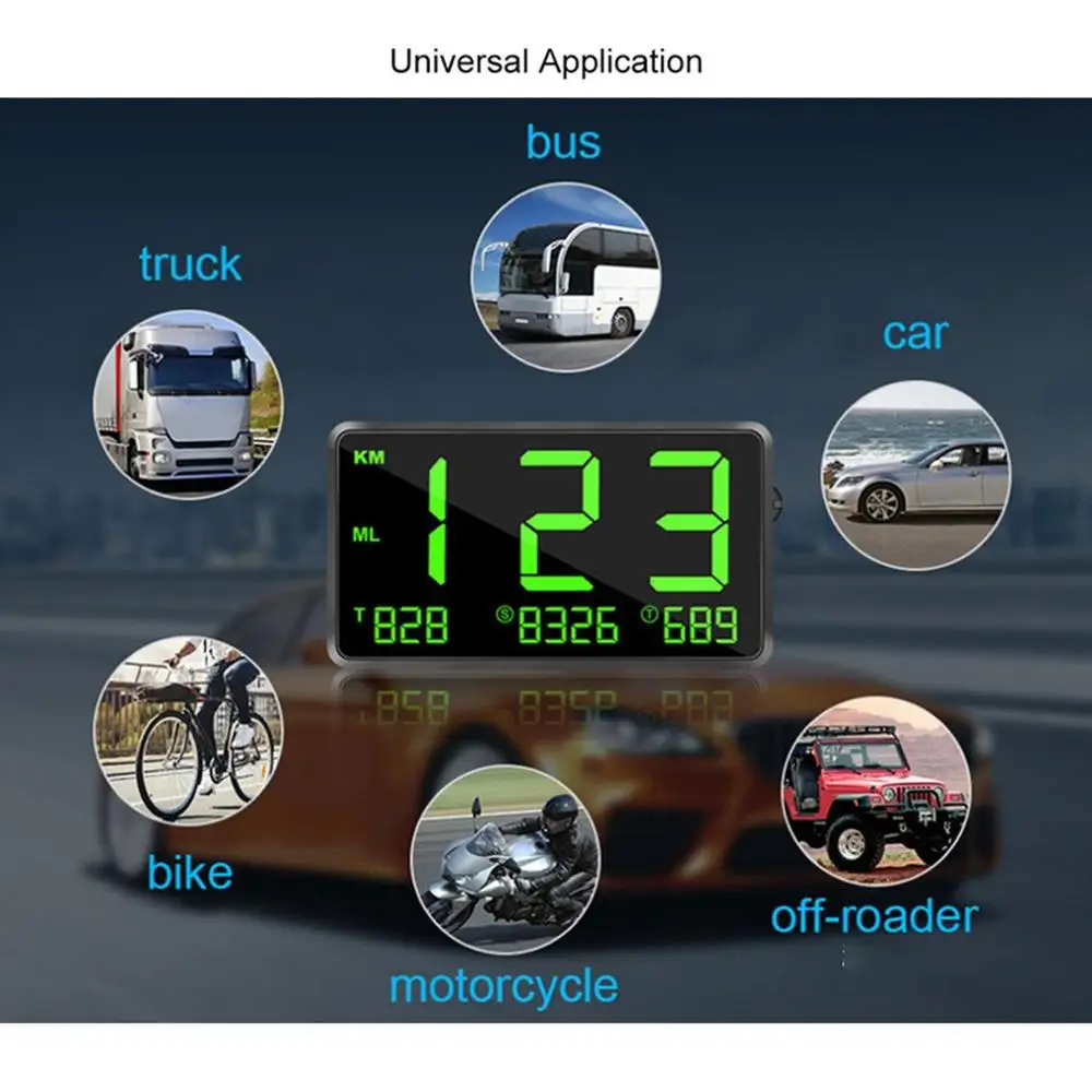 

Universal Digital Car Gps Speedometer Speed Display Km/H Mph For Bike Motorcycle Speed Alarm Mileage Recorder
