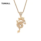 Латунный кулон в виде животного TUNKALL, микро-паве с кубическим цирконием, сверкающее мужское ожерелье, украшение в стиле хип-хоп, CN248