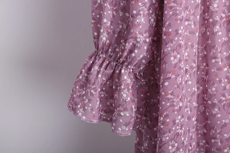 

New Stand Collar Long Sleeve Floral Dress Elegant Flowers Loose Waist Party Dresses Vintage Print Women Dress Autumn Clothes