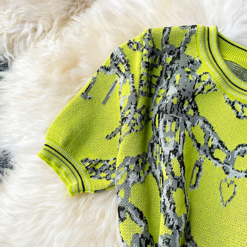 Модный тонкий комплект из 2 предметов Женский вязаный свитер с круглым вырезом и