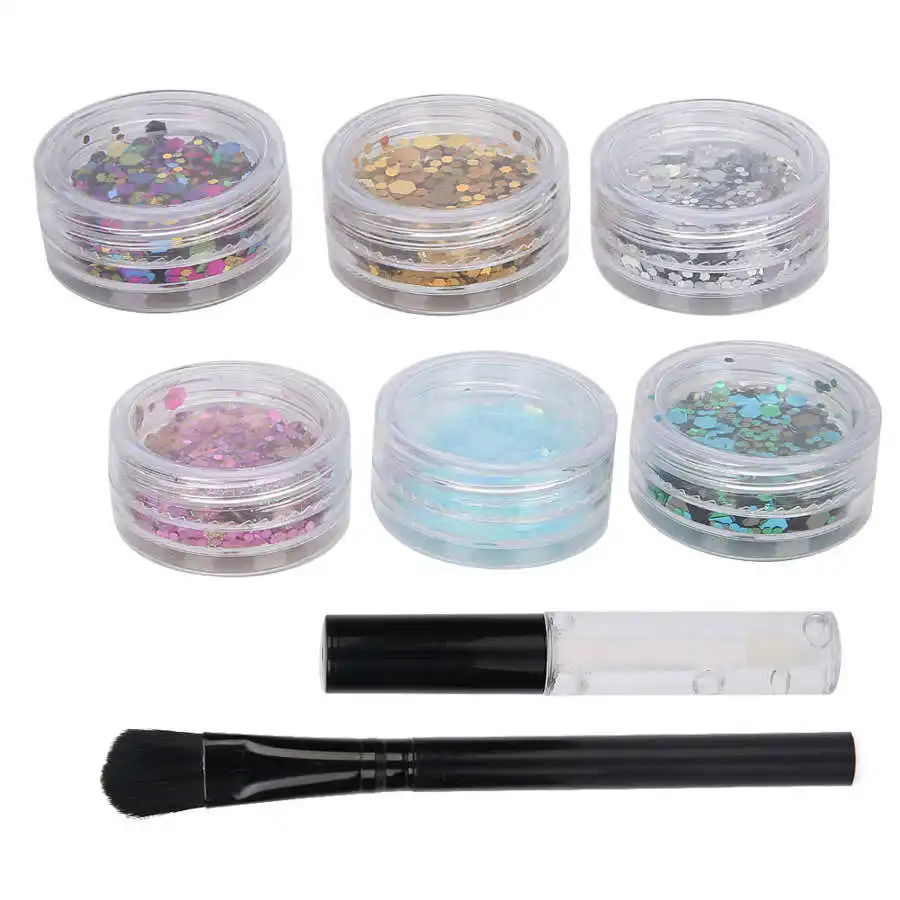 6 цветов краска для тела блестящая пудра волосы лица блестящий клей