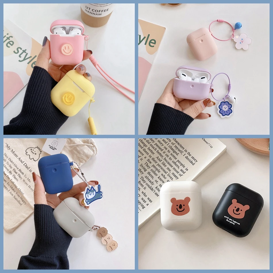 Чехол для AirPods милый мультяшный чехол наушников с изображением медведя и щенка