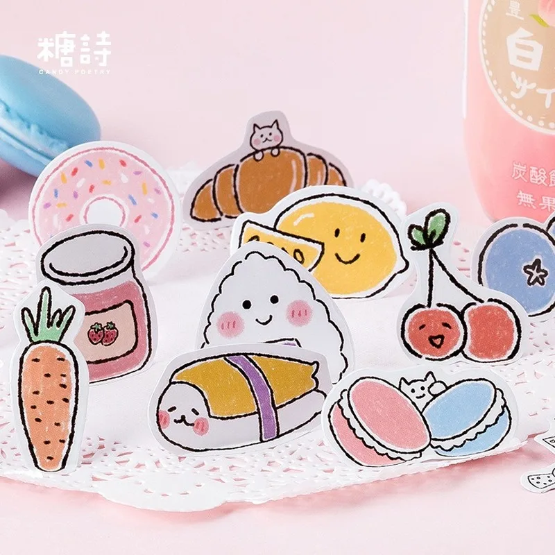 AngelHere Store 45 шт./лот Kawaii наклейки для напитков закуски фрукты японский мультфильм
