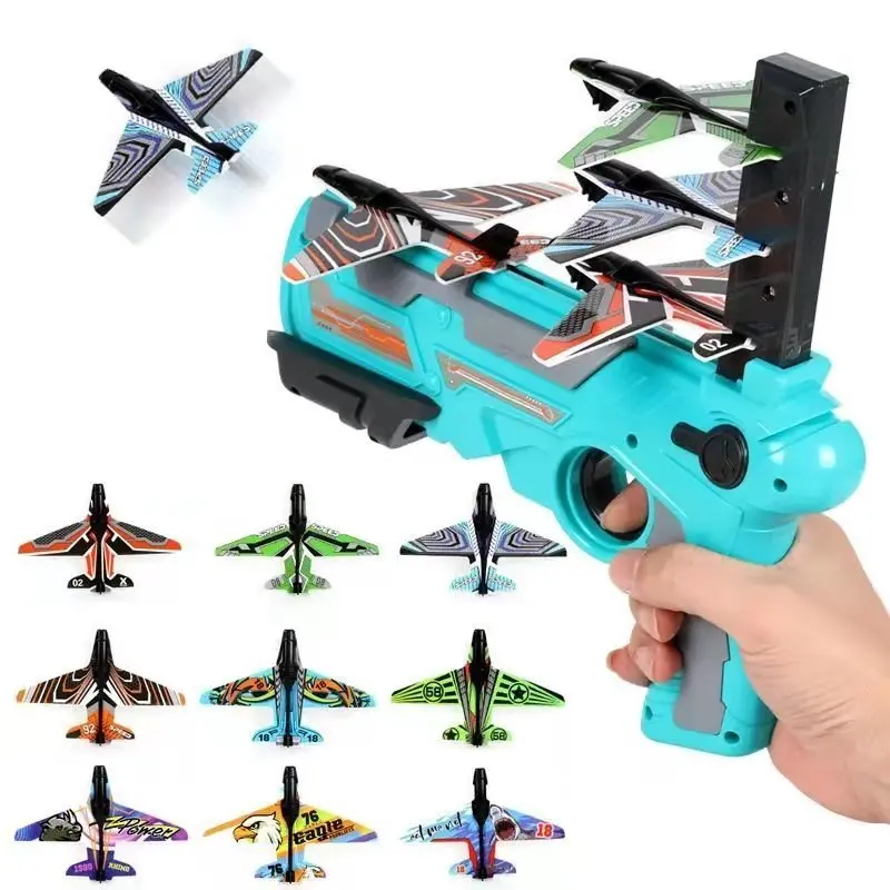 

1 set of boys' foam catapult aircraft children's outdoor toy Hand throwing launcher glider model foam catapult aircraft game toy