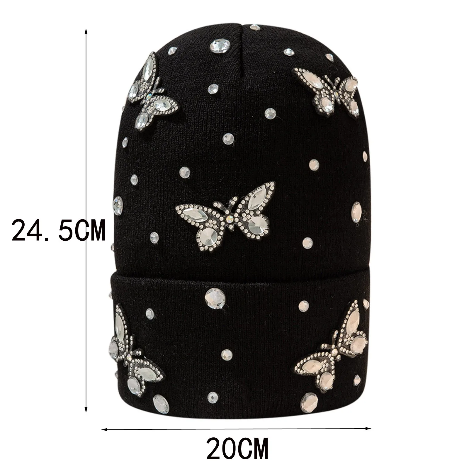 

Stylish Knitted Hat Women Outdoor Winter Adult Neutral Warm Rhinestone Hats Butterfly Woolen Hat Gorro Invierno Hombre#45
