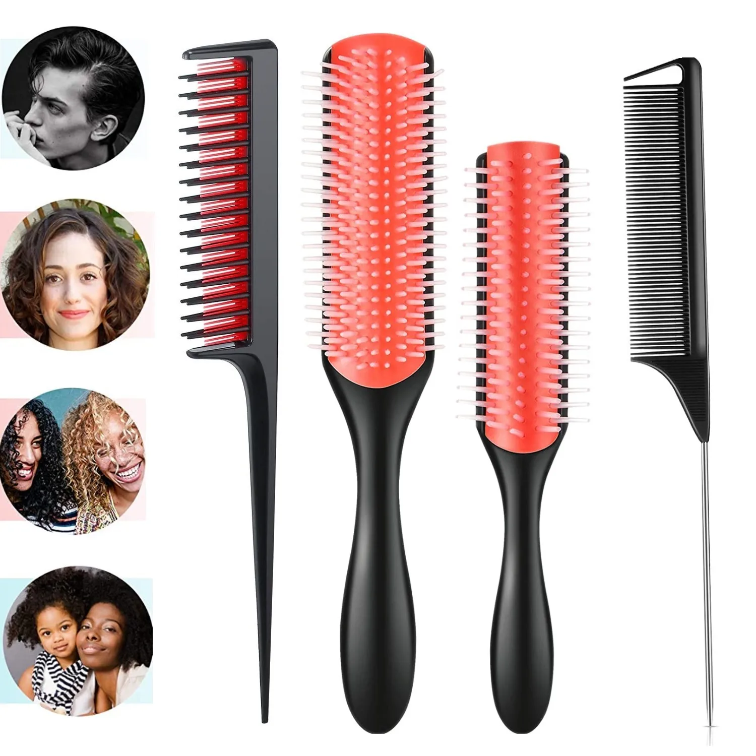 Расческа для волос расческа 9 рядов с крысиным хвостом Массажная щетка укладки