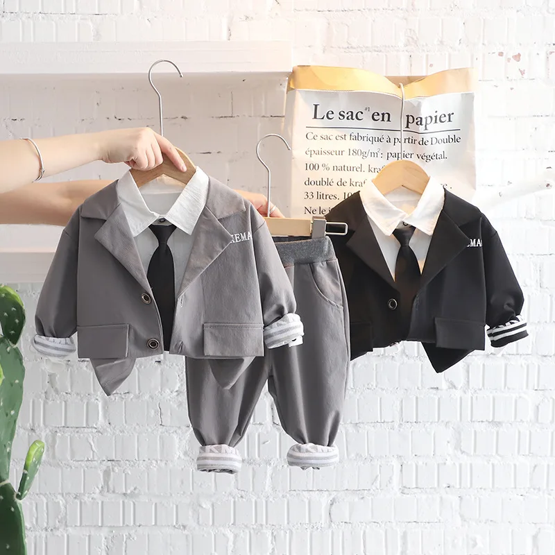 

3 Pieces/set Causal Baby Boys Clothes Autumn Korean Outfit Kids Long Sleeve Suits Coat Shirt Pants Children's Sets Conjunto Bebe