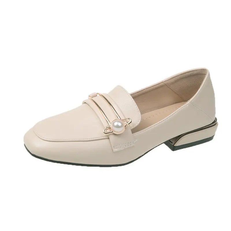 

Korean Shoes Pearl Decorateion Oxfords Women's Casual Female Sneakers Shallow Mouth Low Heels Slip-on Square Toe British Style 2