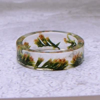 fashion handmade dried flowers resin ring for men women diy creative flower ring finger ring wedding band party ring jewelry