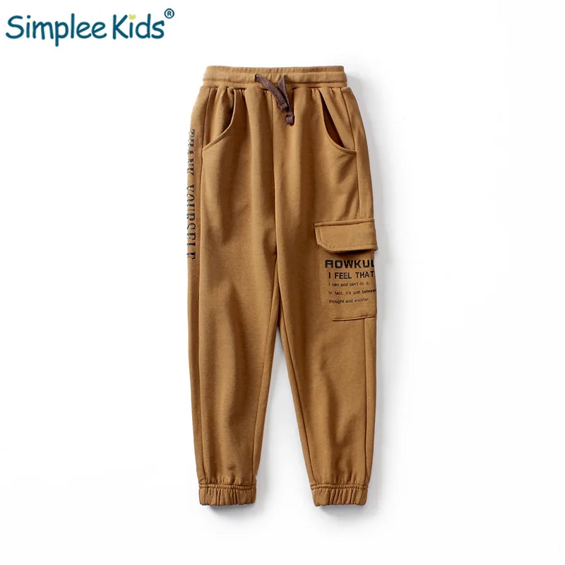 Simplee/детские спортивные штаны с большими карманами для мальчиков сезон