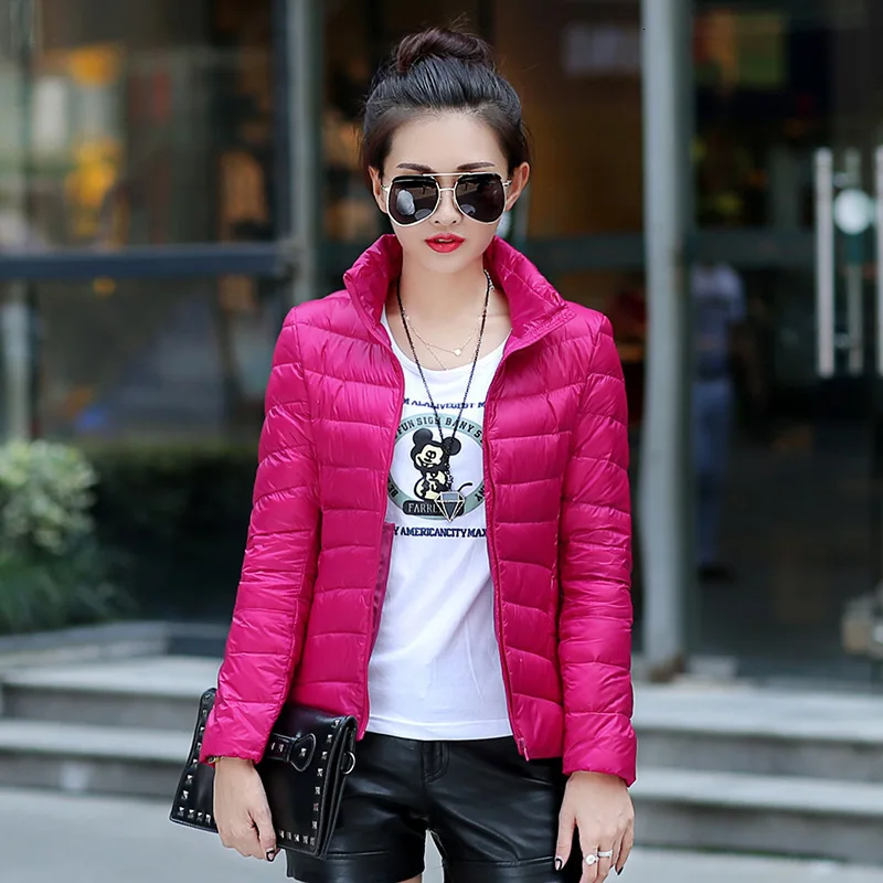 

RICORIT Winter Fashion Jackets New Slim Solid White Duck Ultra Light Down Jacket Windproof Down Coats Portable Puffer Outerwear