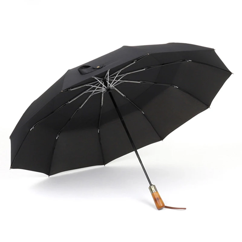 

PARACHASE Big Umbrella Men Business Style 115cm Automatic Umbrella Rain Double Layer 10K Windproof Large Golf Umbrellas Wooden