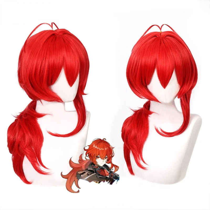 

Парик для косплея аниме Genshin ударно-разбавленный, длиной 60 см, парики термостойкие синтетические для Хэллоуина