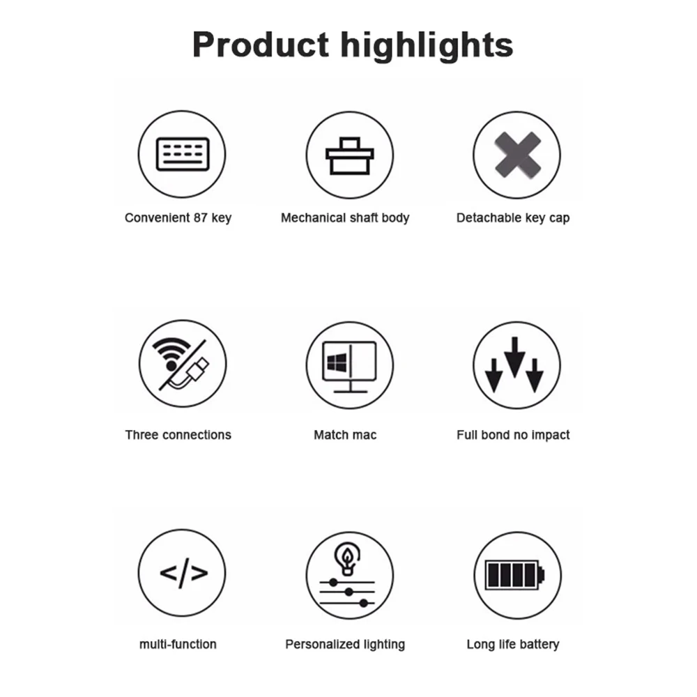 

87 Key Bluetooth Mechanical Keyboard Wired Wireless Personality Lighting Bluetooth 3 Mode Phablet Computer Game Keyboard