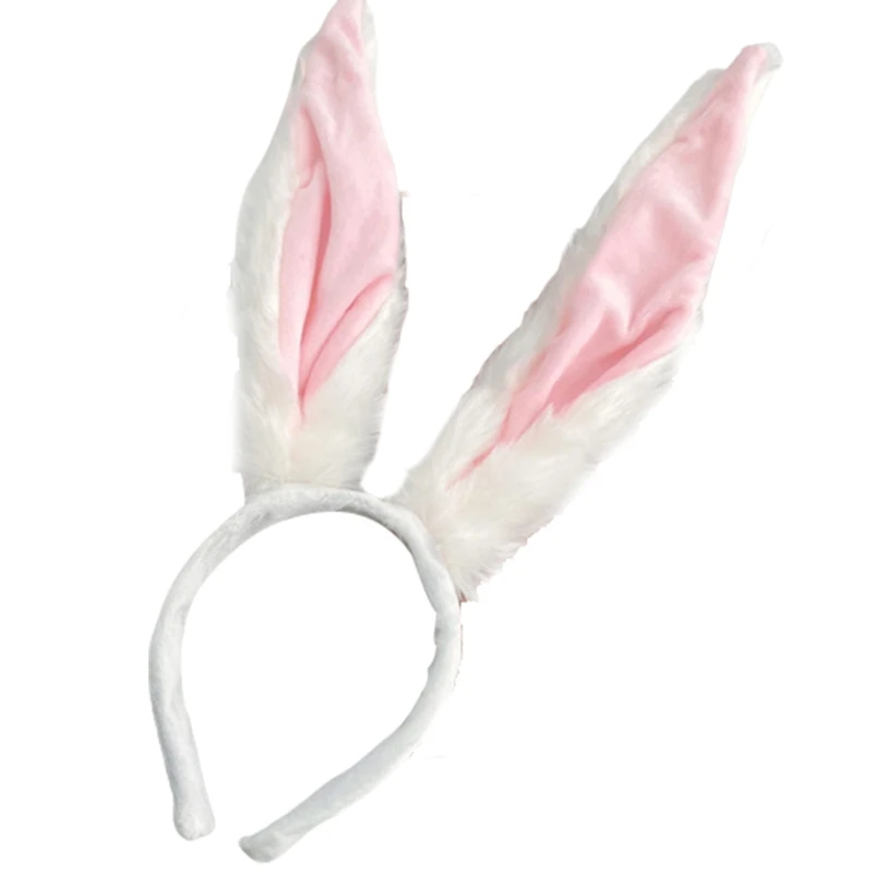 

573B Cartoon Rabbit Ears Headband Plush Bunny Ears Hairband Fluffy Hair Hoop Easter Christmas Cosplay Hair Accessories