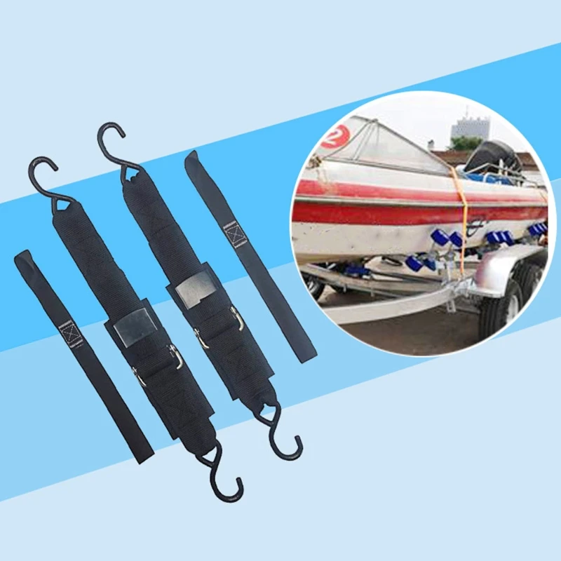 

Trailer Boat Transom Tie Down Straps Marine Safety Bunding Belt with Metal Buckle Marine Traction Rope Cord