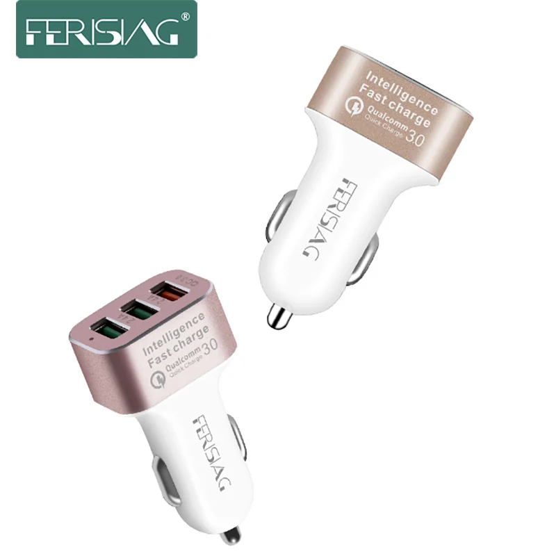 FERISING QC3.0 автомобильное зарядное устройство 3 порта Micro USB 9V 12V мобильный телефон