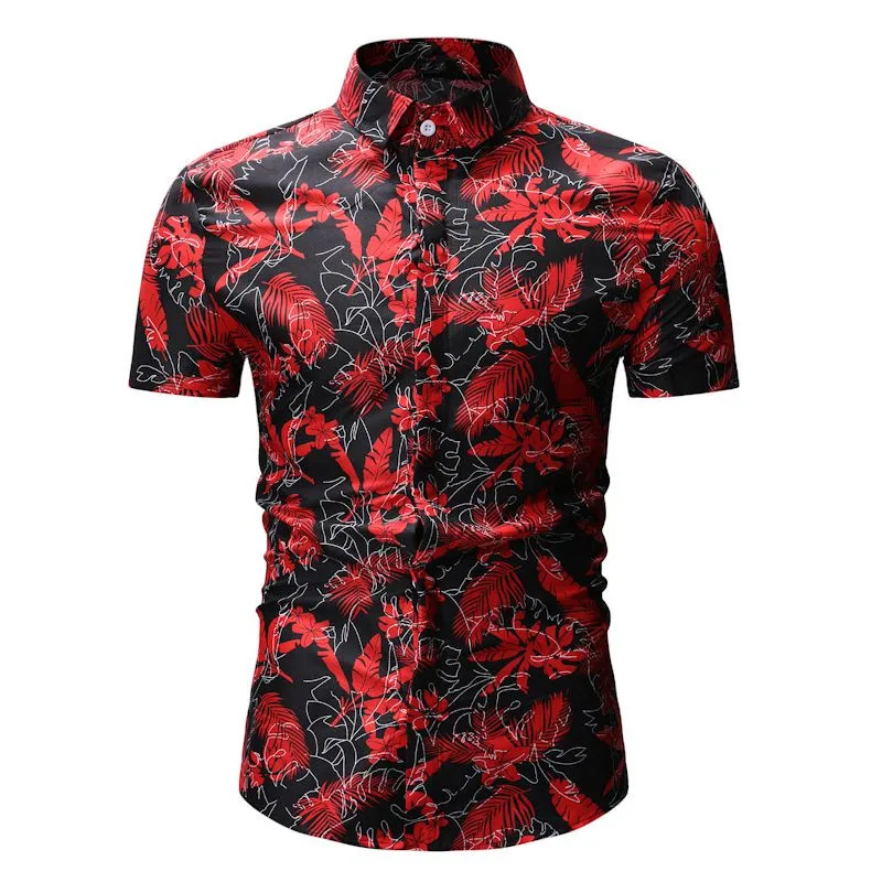 

The most fashionable Hawaiian Print Shirt Men's 3D leaves 2019 summer new Hawaiian short sleeve shirt