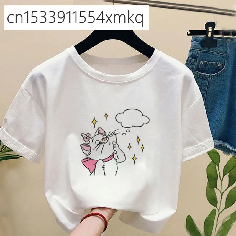 

Marie Cat T-shirt Women Girl Funny Cute Cartoon T-shirt with Print Casual Short Sleeve Woman T Shirt Harajuku Tumblr Tops