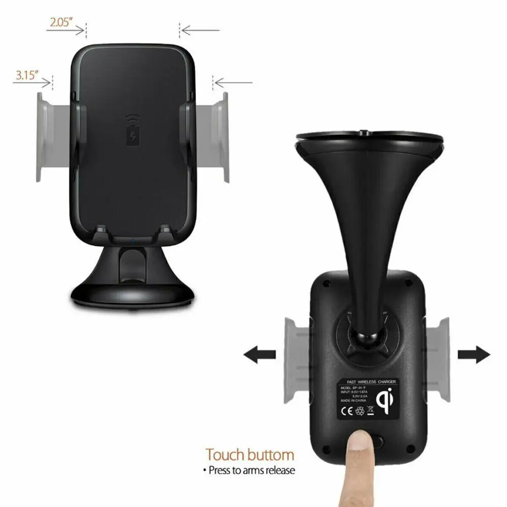 mini wireless car fast charger phone holder dashboard suction mount qi wireless charging suckers phone car holder for iphone x 8 free global shipping