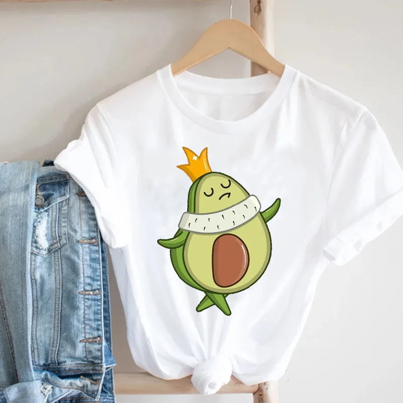 

Happy Avocado Cute Printing T-Shirt Vintage Polyester T-shirt Fashion Clothing Casual Sweet Tee Clothes Style Women Tshirts